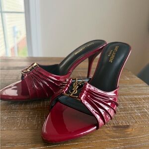Saint Laurent Burgundy Heeled Mules